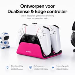 Sounix Oplaadstation geschikt voor PS5 Slim Controller - 2in1 charging station - PS5 accessoires - Roze — thumbnail 4