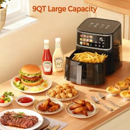 Novari Airfryer - Heteluchtfriteuse - Friteuse - Frituurpan - 8 Liter - 11 vooraf ingestelde programma's - LED-display - Zwart — thumbnail 2