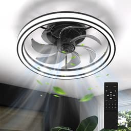 Haobosic Plafondventilator met Verlichting - 7 Transparante Bladen - 35W - Dimbare 3000-6500K - Met Afstandsbediening - Zwart - Modern Luxe - Voor Woonkamer Slaapkamer — thumbnail 3