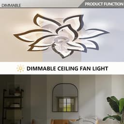 10 Sterren Ventilator Lamp - Plafondventilator - Zwart - Smart Lamp - Met Dimmer - 3 Standen Ventilator - Keuken Lamp - Woonkamerlamp - Moderne lamp — thumbnail 3