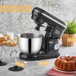 Keukenmachine - Mixer Deegmaker - Bakken en Koken - Planetair Roersysteem - 4.5 Liter Kom - Zwart — thumbnail 2