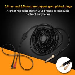 Cosensi - Vervangende Spiraalkabel - Audio Kabel - Compact - Zwart - 3.5mm en 6.5mm Plug - Geschikt voor Sennheiser Hoofdtelefoons - 2 meter — thumbnail 4
