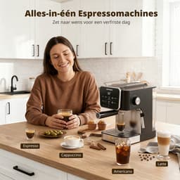 AIRMSEN Espressomachine - 20 Bar - Met Stoompijpje - Touchscreen - Pistonmachine - Zwart — thumbnail 3