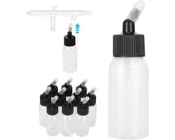 30ml Airbrush Flessen - Set van 10 Plastic Potten met 30 Graden Draaideksel voor Dubbele Actie Airbrush en Verftoepassingen