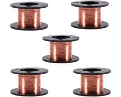 Koperen Draadspoel Geëmailleerd - 5 Rollen van 0.1mm, 12m voor Verbinding en Lassen van Dunne Draad, Ideaal voor Elektronica en Hobbyprojecten