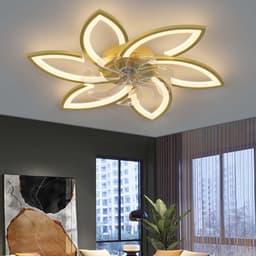 Plafondventilator met licht - Ventilatorlamp plafond - Comfort in huis - Stille DC motor - 78 cm - Goud — thumbnail 1