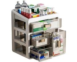 Cosensi - 4-Tier Medicine Cabinet Organizer - Opbergdoos - Duurzaam - Plastic - Medicijnen Organizer - Geschikt voor Thuis en Kantoor - 4 Laden