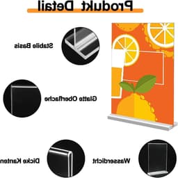 Acryl Plaque Houder A5 - 4 Stuks Tafelstandaard voor Menu's, Documenten en Advertenties in Restaurants en Kantoren — thumbnail 2