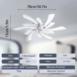 Moderne Plafondventilator Met Verlichting Stille Dimbare Ventilatorlamp Omkeerbare Plafondventilator Met Licht En Afstandsbediening Chroom Kroonluchter Ventilator Licht Slaapkamer-Chrome — thumbnail 4