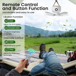 LAMA Plafondventilator, campingventilator, tent, ventilator, 8000 mhA, ventilator met afstandsbediening/led/haak voor outdoor, camping, kantoor, huis, binnenplaats — thumbnail 5