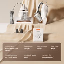 Uwant UV-stofzuiger voor matrassen, 13 kPa zuigkracht, metalen rollers, 253,7 nm UV-C UV-lamp, 36.000 toeren per minuut, 65 °C verwarming, HEPA-filter en ultrasone matrasstofzuiger, geschikt voor banken, kussens, spreien, enz — thumbnail 3