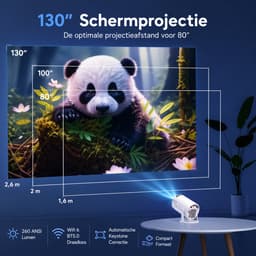 Vemera beamer - projector - android - thuisbioscoop - eenvoudige verbinden via bluetooth - 8k - wit — thumbnail 5