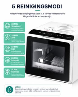 Slimme Draagbare Mini Vaatwasser - Vrijstaande vaatwasser Met APP - Campingvaatwasser - 5 Wasprogramma's - Afwas - Sterilisatiesysteem - Droogfunctie 75°C — thumbnail 5