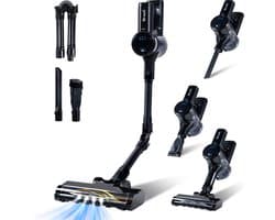 Steelstofzuiger G100 - 350W - Steelstofzuiger Draadloos - Stofzuiger Zonder Zak - 7-delige set met Buigbare Steel - 35kPa - Kruimeldief - Zwart - Saaf