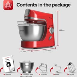 TurboTronic TT-002 Pro-Mix Keukenmachine - Foodprocessor - Staande Keukenmixer- keukenrobot- 5 Liter - 2000W - Rood — thumbnail 3