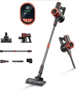 JIGOO C200 Snoerloze Stofzuiger, 23KPa Zuigkracht, 40min Werkduur, 2 Werkstanden, Telescopische Metalen Buis & LED Koplamp, Grijs — thumbnail 1