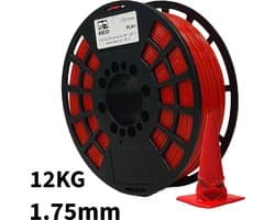 Rood PLA+ 12kg 3D Printer Filament 1.75 mm - Hoge Kwaliteit en Duurzaam - Compatibel met Creality, Bambu Lab, Esun en Andere 3D Printers - Voor 3D Printen van Prototypes, Modellen, Accessoires - voor Professioneel en Thuisgebruik