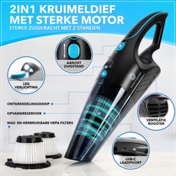 Innovixpro® Kruimeldief – Kruimeldief met steel – Nat&Droog – Handstofzuiger – 17000Pa ! – ExtremeZuigkracht – Kruimeldief snoerloos – Kruimelzuiger – Jouw ultieme schoonmaakpartner – Incl 2 filters – Autostofzuiger – Nat&droog – InclusiefReistas — thumbnail 6