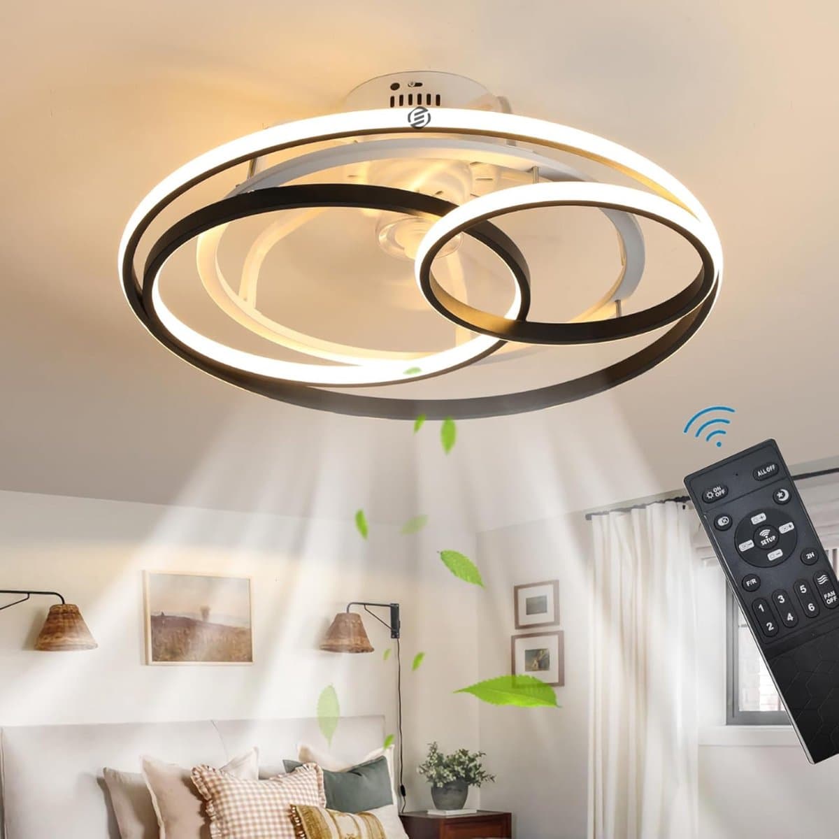 Equivera Plafonniere met Ventilator - Plafondventilator - Plafondventilator Afstandsbediening - Plafondventilator Slaapkamer - Plafond Ventilator met Verlichting - Plafondlamp - Plafonniere - Ideaal voor in uw slaapkamer! — afbeelding 1