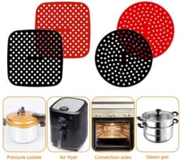 Set van 2 Herbruikbare Siliconen Airfryer Matten - Vierkant - Antiaanbak Luchtfriteuse Accessoires - Herbruikbaar Ovenpapier — thumbnail 6