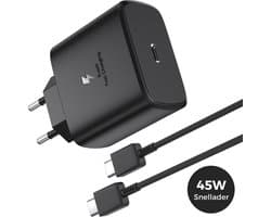 Donfra® USB C Snellader 45W - USB C Oplader - Snellader 45W - Super Snel Laden - Inclusief 1 Meter Oplaadkabel - Snellader geschikt voor Samsung