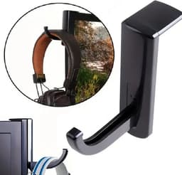 Universele Hoofdtelefoon Hanger I Hoofdtelefoon Houder I Voor Deur of Tafel I Met Dubbelzijdige Plakstrip I Zwart — thumbnail 1