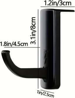 Universele Hoofdtelefoon Hanger I Hoofdtelefoon Houder I Voor Deur of Tafel I Met Dubbelzijdige Plakstrip I Zwart — thumbnail 5