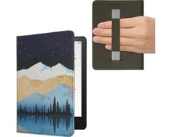 kwmobile e-reader hoesje geschikt voor Amazon Kindle Paperwhite 11. Generation 2021 hoes - E reader flip case met magneetsluiting - Ereader cover - Sterrenhemel aan meer design in wit / lichtbruin / donkerblauw