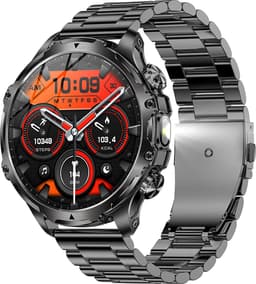 WizBay Premium Select® 1.85 inch HD TFT - Bluetooth Bellen AI Voice - Message - Dynamic Hartslag & Slaap Monitor - Bloeddruk & Bloedzuurstofmeting - 100+ Sport Modi - LED Zaklamp - 700mAh - Magnetic Laden - Alu Zwarte Case - Extra Zwarte TPU Band — thumbnail 1
