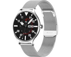 Royal Supplies S8 - Smartwatch - Smartwatch Heren & Dames - 2026 model - HD Touchscreen - Horloge - Stappenteller - Saturatiemeter - IOS & Android -Screenprotector- Zilver Staal