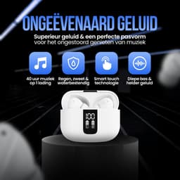 Strex Draadloze Oordopjes met Noise Cancelling - Bluetooth 5.3 - LED Display - Draadloze Oortjes Sport met Bluetooth - Wit — thumbnail 2