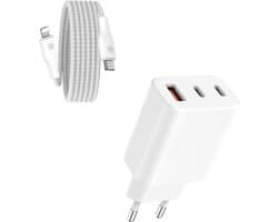30W Multi Snellader - Geschikt voor iPhone en iPad Oplader - 1 Meter Oplaadstekker - Werkt met 14/13/12/11/Xr/Xs/Xs Max/8/8 Plus/ Pro