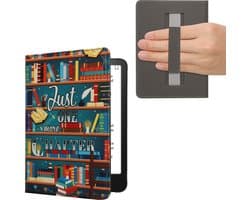 kwmobile e-reader hoesje geschikt voor Amazon Kindle Paperwhite (2024)/Colorsoft hoes - E reader flip case met magneetsluiting - Ereader cover - bibliotheek design in meerkleurig