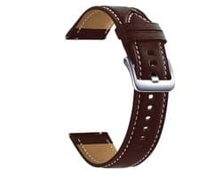 Bruine PU Lederen Horlogeband 22mm - PU Leer, Quick Release, Zilver kleur Gesp Geschikt voor Smartwatch en analoge horloges bijvoorbeeld Garmin, Seiko, Fossil & Meer