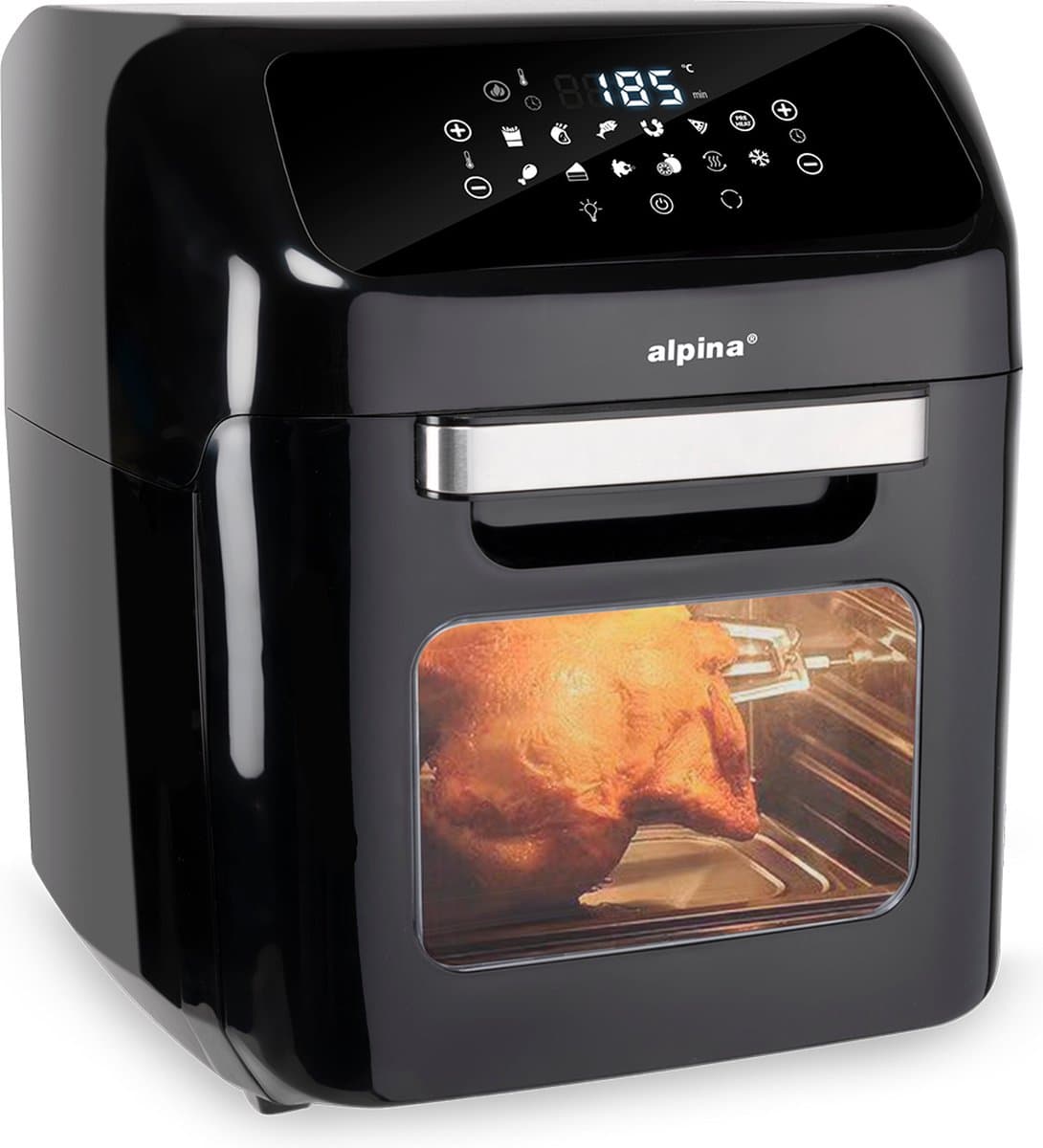 alpina Airfryer Oven XXXL - Heteluchtfriteuse 12L - Air Fyer 8 Personen en Meer - Heteluchtoven met Digitaal Display - Incl. Accessoires - Rotisserie Spit en Spitvork — afbeelding 1
