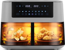 Dual Zone Airfryer met Dubbele Kamer 8 Liter 2 Manden met Kijkvenster Touchscreen 9 Voorinstellingen Dual Cook & Synchronisatie Kant-en-Klaar Technologie 2570-3040 W — thumbnail 4