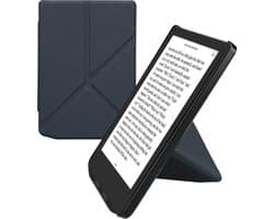 kwmobile e-reader hoesje geschikt voor Pocketbook Verse / Verse Lite / Verse Pro / Color / Vivlio Light/Light HD hoes - Ereader flip case met standaard - E reader cover van kunstleer - In donkerblauw