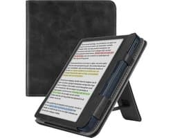 Hoesje Geschikt voor Kobo Libra Colour Lederen Hoes Book Case - eReader Hoes Geschikt voor Kobo Libra Colour Hoesje Book Cover Leer - Zwart