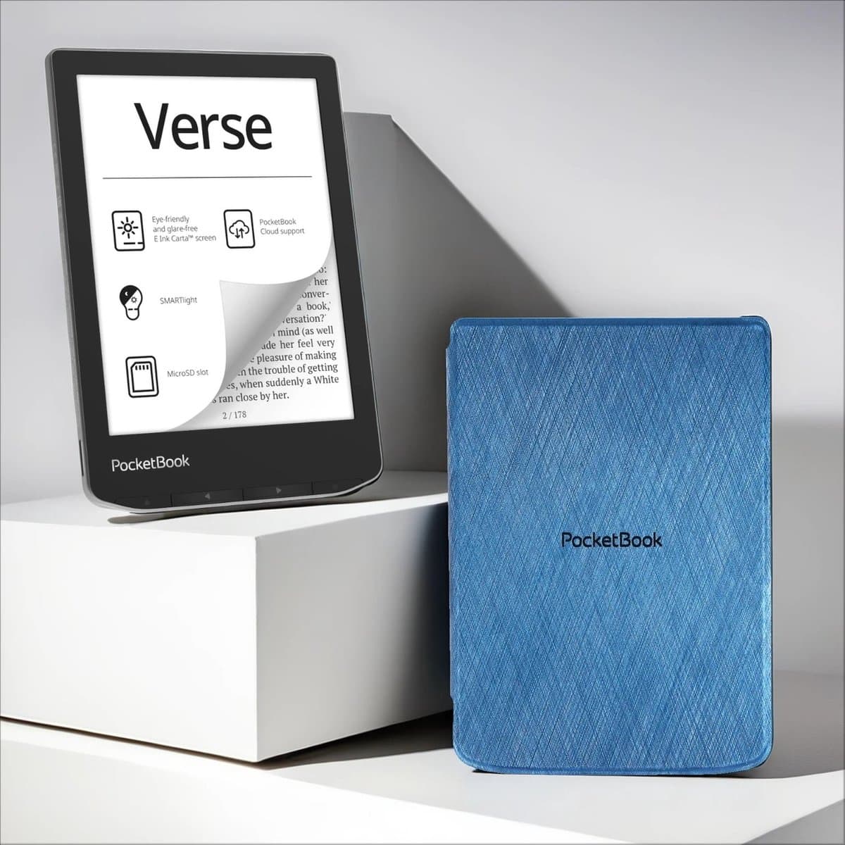PocketBook Verse Mist Grey + Blauw PocketBook hoesje — afbeelding 1