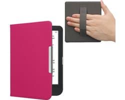 kwmobile flip cover geschikt voor Kobo Clara BW / Colour - Case met magnetische sluiting en handvat - Hoes voor e-reader in neon roze - design