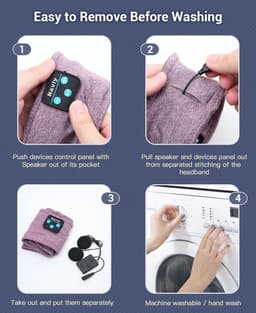 Bluetooth hoofdband hoofdtelefoon - ultralange speeltijd - slaaphoofdtelefoon met ingebouwde HD HiFi-luidsprekers - perfect voor slaaptraining yoga - zwart — thumbnail 5