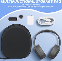 Koptelefoon Hoes - Harde Beschermhoes - Koptelefoon Case - Headphone Case - Koptelefoon Hoesje - Beschermhoes - Draagtas - On-Ear/Over-Ear -Waterdicht -Stootvast - Voor De Meeste Merken/Bluetooth/Hifi/Bedrade Hoofdtelefoon/Gaming-Headset - Zwart — thumbnail 4