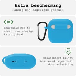 Case - Geschikt voor Apple AirPods 4 - Siliconen Hoes met Clip - Silicone Hoesje Cover - Lichtblauw — thumbnail 5