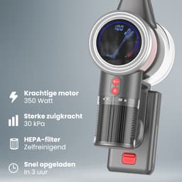 Auronic 350W Steelstofzuiger Draadloos - Draadloze Stofzuiger - HEPA Filter - Zelfstaand - Op Accu - Zonder Zak - Kruimeldief - Vacuum Cleaner - Grijs/Rood — thumbnail 3