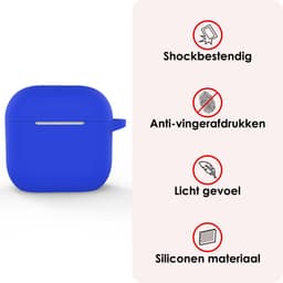 Hoes - Geschikt voor Apple AirPods 4 - Siliconen Hoesje met Clip - Silicone Case Cover - Blauw — thumbnail 3