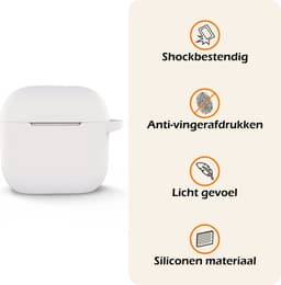 Hoesje - Geschikt voor Apple AirPods 4 / 5 - met Clip - Siliconen Hoes - Silicone Case Cover - Wit — thumbnail 3
