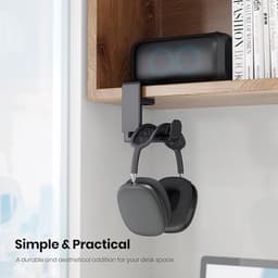 Headset Standaard - Koptelefoon Houder voor onder Bureau - Koptelefoon Standaard - Verstelbare Headset Stand - Headset Hanger - Koptelefoon Standaard - 10.16*11.43*4.1cm - zwart - ABS — thumbnail 3