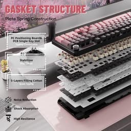 ATTACK SHARK X98PRO - Draadloze Mechanisch Gaming Toetsenbord - Side Printed PBT Keycaps - TFT Scherm - Multifunctionele Draaiknop - Wired/2.4G/Bluetooth Tri-Mode - Gasket Mod - 98keys - Blackberry — thumbnail 4