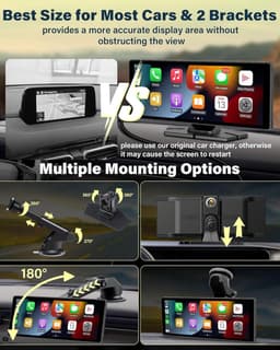 10.26 Inch Wireless Carplay Android Display with Apple Carplay, 4K Dashcam, and HD IPS Touchscreen — thumbnail 2