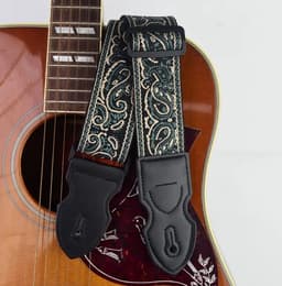P&P Professionele Verstelbare Stevige Gitaarband - Guitar strap Band - Luxe Gitaarriem - Bas/Elektrische /Akoestische Gitaar -Blauw/Groen-Beige — thumbnail 3